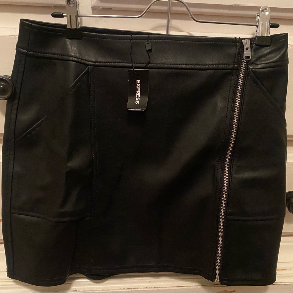 Brand New Black Pleather Mini Skirt w/Zipper